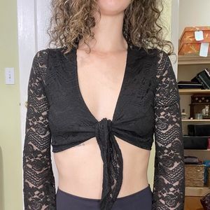 Black lace crop top